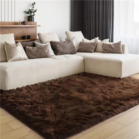 Soft Fluffy Faux Fur Rugs for Bedroom Bedside Rug 3x5, Washable Furry Area Rug - Picture 3 of 7